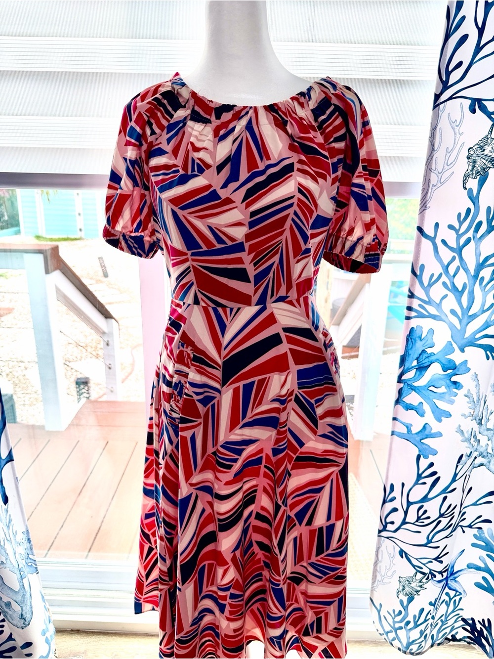 Women’s Pink Multi-Color Geometric Print Dress